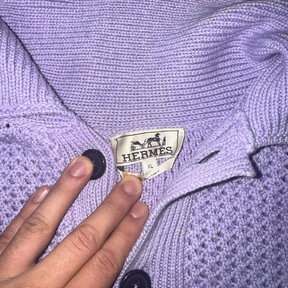 Hermes Purple/Black SS23 Runway Knit Sweater- size XL